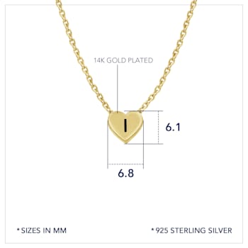 J'ADMIRE 14K Yellow Gold Over Sterling Silver Simple Initial Pendant Necklace