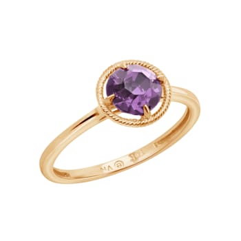 J'ADMIRE 10K Gold Crystal Amethyst Simulant Solitaire Ring