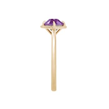 J'ADMIRE 10K Gold Crystal Amethyst Simulant Solitaire Ring
