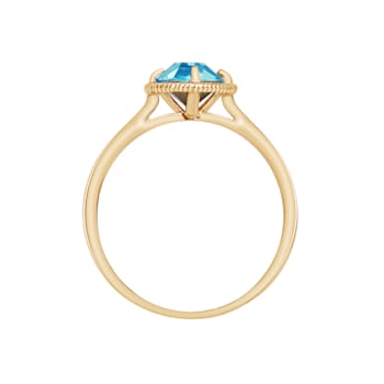J'ADMIRE 10K Gold Crystal Aquamarine Simulant Solitaire Ring