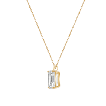 LUXGEM 10K Yellow Gold Emerald Cut Pendant Necklace | 3 Carat Cubic Zirconia