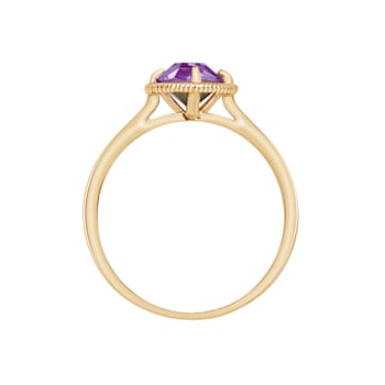 J'ADMIRE 10K Gold Crystal Amethyst Simulant Solitaire Ring