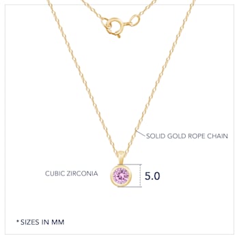 LUXGEM 10K Solid Gold Solitaire October Birthstone Necklace, 0.25 Carat
Gemstone Simulant CZ
