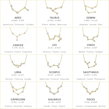 J'ADMIRE Gemini Zodiac Constellation 14K Yellow Gold Over Sterling
Silver Pendant Necklace