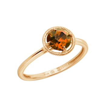 J'ADMIRE 10K Gold Crystal Citrine Simulant Solitaire Ring