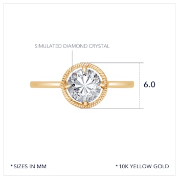 J'ADMIRE 10K Gold Crystal Diamond Simulant Solitaire Ring