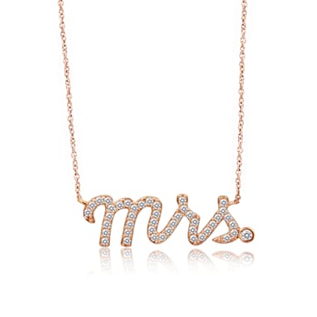 J'ADMIRE 14K Rose Gold Over Sterling Silver Pave Mrs. Pendant Necklace