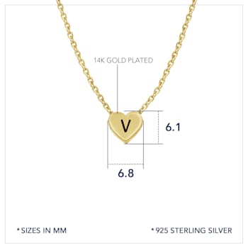 J'ADMIRE 14K Yellow Gold Over Sterling Silver Simple Initial Pendant Necklace