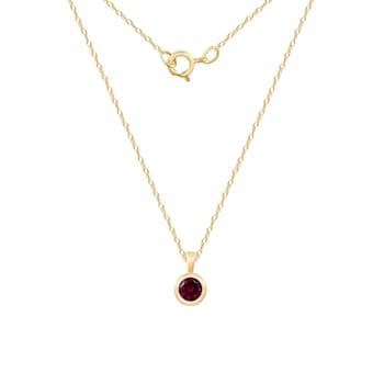 LUXGEM 10K Solid Gold Solitaire July Birthstone Necklace for Women, 0.25
Carat Gemstone Simulant CZ