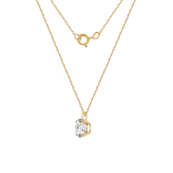 LUXGEM 10K Yellow Gold Round Cut Pendant Necklace | 1 Carat Cubic Zirconia