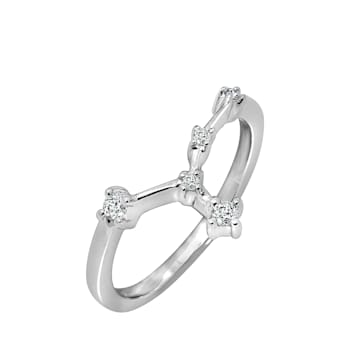 J'ADMIRE Cancer Constellation Rhodium Over Sterling Silver Ring