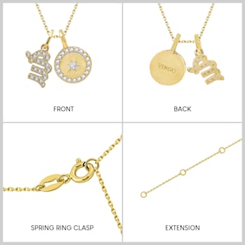 J'ADMIRE 14K Yellow Gold Over Sterling Silver Virgo Zodiac Pendant Set Necklace