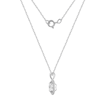 LUXGEM 14K White Gold Round Halo Pendant Necklace | 2 Carat Cubic Zirconia