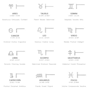 J'ADMIRE Platinum 950 Over Sterling Silver Dainty Zodiac Aquarius Stud Earrings
