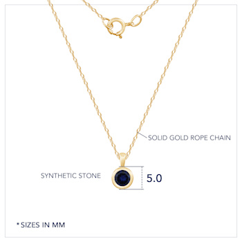 LUXGEM 10K Solid Gold Solitaire September Birthstone Necklace, 0.25
Carat Gemstone Simulant CZ