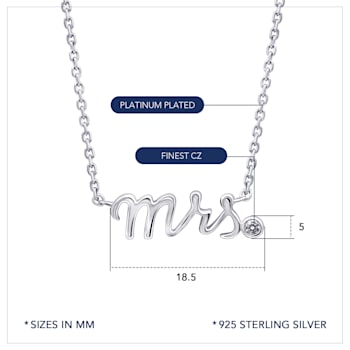 J'ADMIRE Platinum 950 Over Sterling Silver Mrs. Pendant Necklace