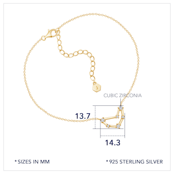 J'ADMIRE 14K Gold Over Sterling Silver Zodiac Anklet for Women