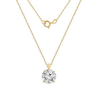 LUXGEM 10K Yellow Gold Round Cut Pendant Necklace | 3 Carat Cubic Zirconia