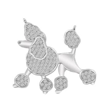 J'ADMIRE Platinum Plated Sterling Silver Poodle Puppy Pendant Necklace