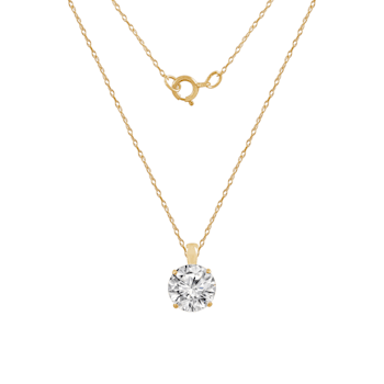 LUXGEM 10K Yellow Gold Round Cut Pendant Necklace | 2 Carat Cubic Zirconia