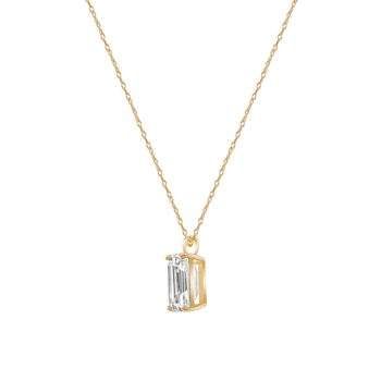 LUXGEM 10K Yellow Gold Emerald Cut Pendant Necklace | 2 Carat Cubic Zirconia