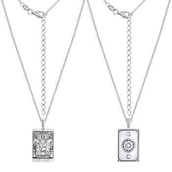 J'ADMIRE Platinum 950 Over Sterling Silver Tarot Card The Lovers Pendant Necklace