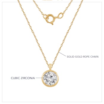 LUXGEM 14K Yellow Gold Bezel Round Cut Pendant Necklace | 0.5 Carat
Cubic Zirconia