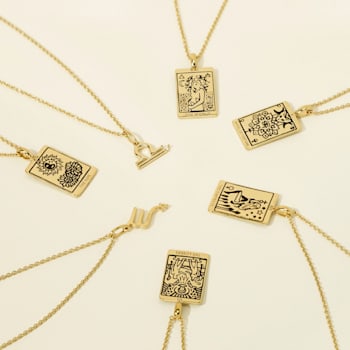 J'ADMIRE 14K Yellow Gold Over Sterling Silver Gemini Zodiac Pendant Necklace