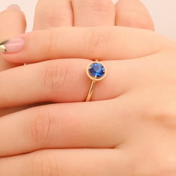 J'ADMIRE 10K Gold Crystal Sapphire Simulant Solitaire Ring