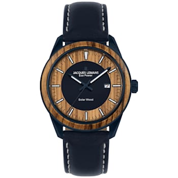 JACQUES LEMANS Eco Power Men's Watch w/ Vegan Leather Wristband and
Stainless Strap Blue 1-2116