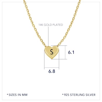 J'ADMIRE 14K Yellow Gold Over Sterling Silver Simple Initial Pendant Necklace