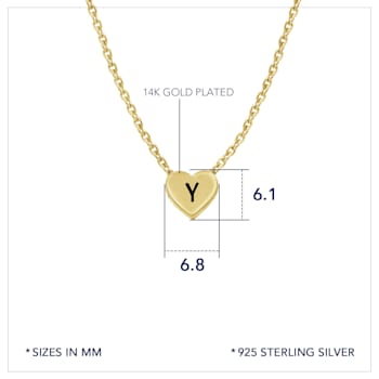 J'ADMIRE 14K Yellow Gold Over Sterling Silver Simple Initial Pendant Necklace