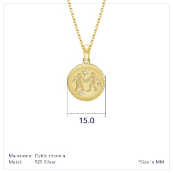 J'ADMIRE 14K Yellow Gold Over Sterling Silver Gemini Zodiac Stars
Pendant Necklace