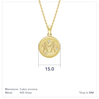 J'ADMIRE 14K Yellow Gold Over Sterling Silver Gemini Zodiac Stars
Pendant Necklace
