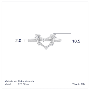 J'ADMIRE Capricorn Constellation Rhodium Over Sterling Silver Ring