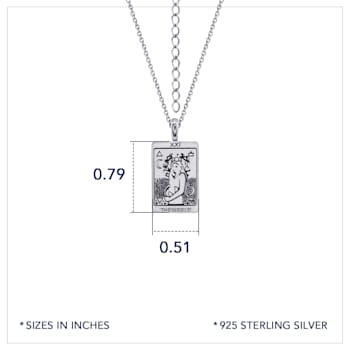 J'ADMIRE Platinum 950 Over Sterling Silver Tarot Card The World Pendant Necklace