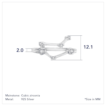 J'ADMIRE Gemini Constellation Rhodium Over Sterling Silver Ring
