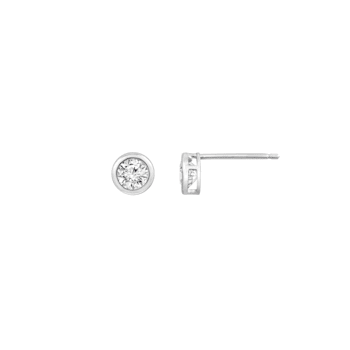 LUXGEM 14K White Gold Bezel Round Cut Studs | 1 Carat Cubic Zirconia