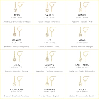 J'ADMIRE Sterling Silver Zodiac Drop Earrings
