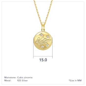 J'ADMIRE 14K Yellow Gold Over Sterling Silver Virgo Zodiac Stars Pendant Necklace