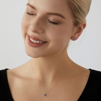 LUXGEM 10K Yellow Gold Solitaire December Birthstone Earrings | 0.25
Carat Tanzanite Simulant