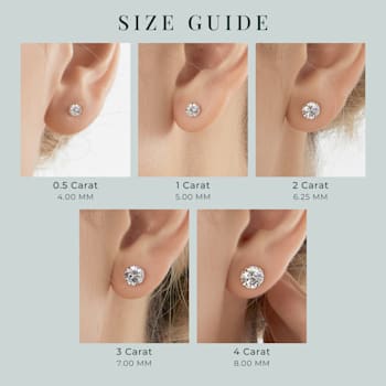 LUXGEM 14K White Gold Round Cut Solitaire Studs | 4 carat Cubic Zirconia