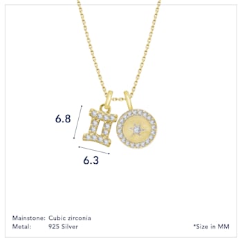 J'ADMIRE 14K Yellow Gold Over Sterling Silver Gemini Zodiac Pendant Set Necklace