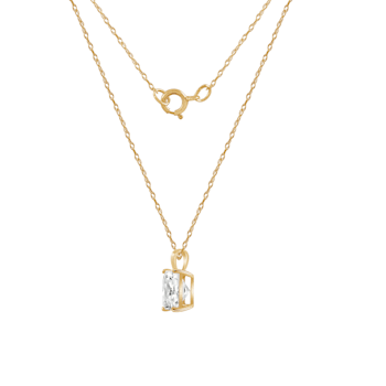 LUXGEM 10K Yellow Gold Princess Cut Pendant Necklace | 3 Carat Cubic Zirconia
