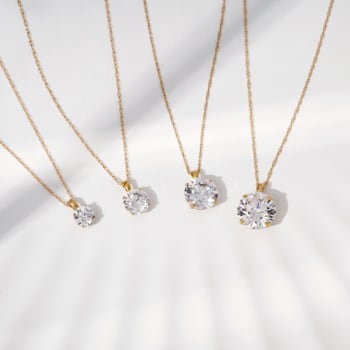LUXGEM 10K White Gold Round Cut Pendant Necklace | 0.5 Carat Cubic Zirconia