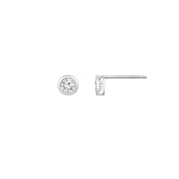 LUXGEM 10K White Gold Bezel Round Cut Studs | 0.5 Carat Cubic Zirconia