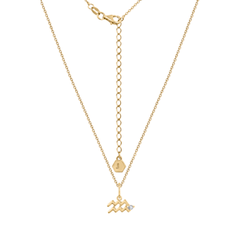 J'ADMIRE 14K Yellow Gold Over Sterling Silver Aquarius Zodiac Pendant Necklace
