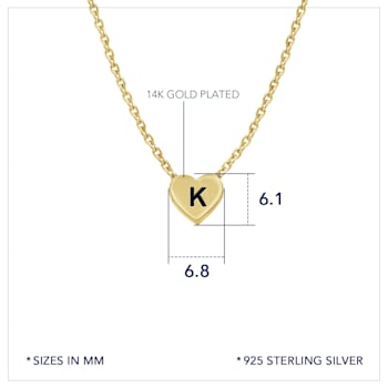 J'ADMIRE 14K Yellow Gold Over Sterling Silver Simple Initial Pendant Necklace