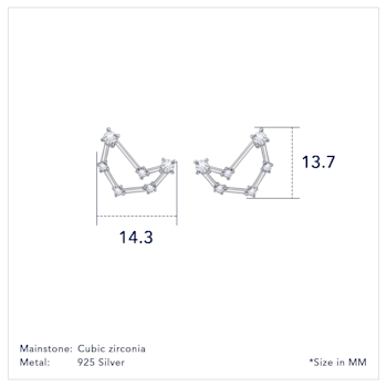 J'ADMIRE Rhodium Over Sterling Silver Dainty Zodiac Capricorn Stud Earrings