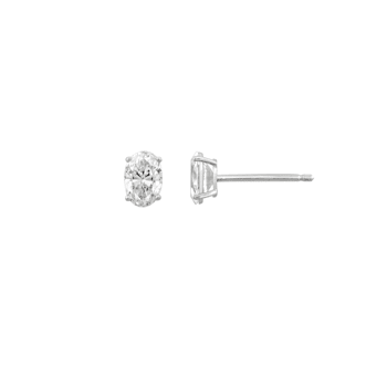 LUXGEM 14K White Gold Oval Cut Solitaire Studs | 1 carat Cubic Zirconia